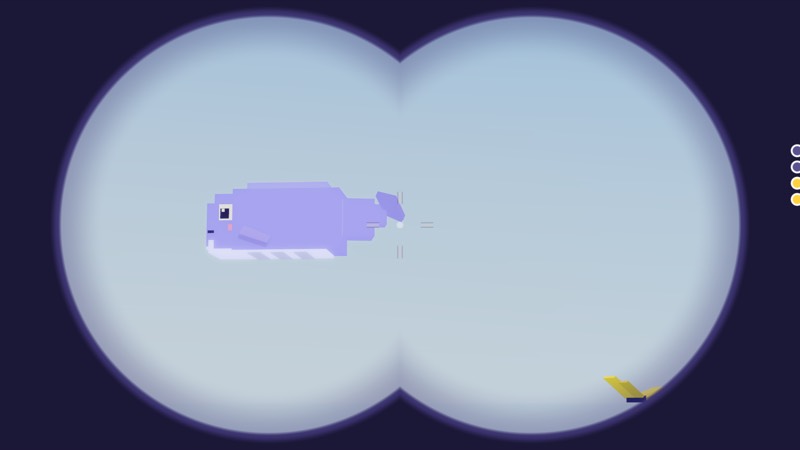 Through the scope: a purple cloud whale floating in the sky