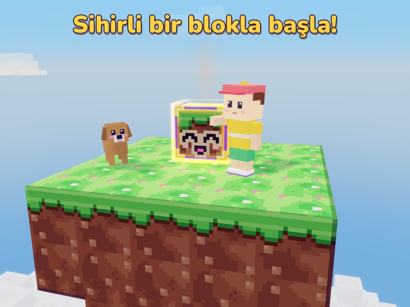 Sihirli bir blokla başla! Gökyüzünde tek bir blok